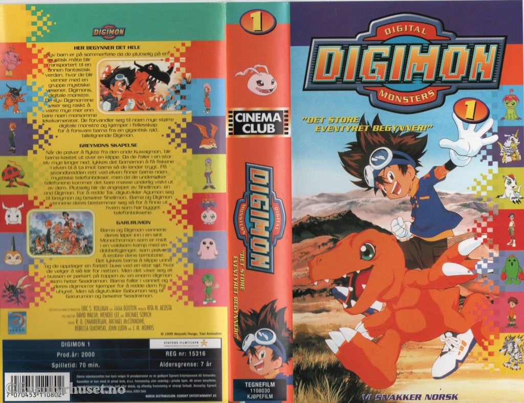 Download / Stream: Digimon. Vol. 1. 2000. VHS. Norwegian dubbing. VHS