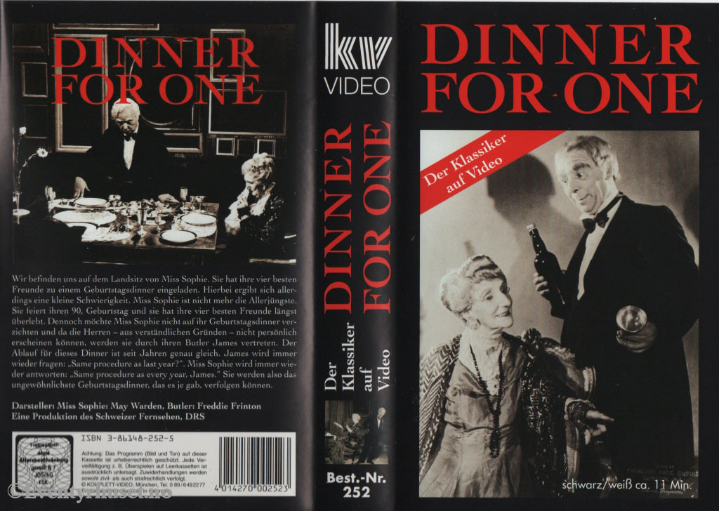Download / Stream: Dinner For One (Grevinnen og Hovmesteren). 1963. VHS. Original English Audio. VHS