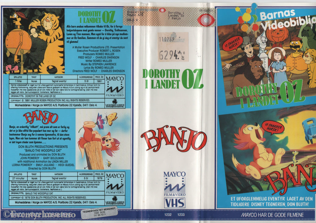 Download / Stream: Dorothy i landet Oz. 1981. VHS Big Box Dobbelkassett. Vol. 1 av 2. Norwegian subtitles. VHS