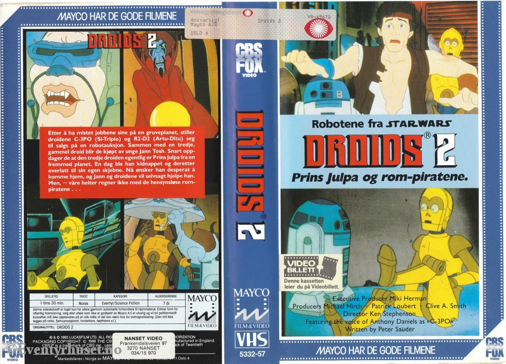 Download / Stream: Droids. Vol. 2. 1983. Vhs Big Box. Norwegian Subtitles.