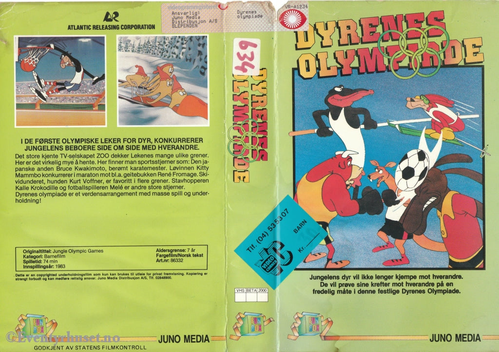 Download / Stream: Dyrenes Olympiade (Jungle Olympic Games). 1983. Vhs Big Box. Norwegian Subtitles.