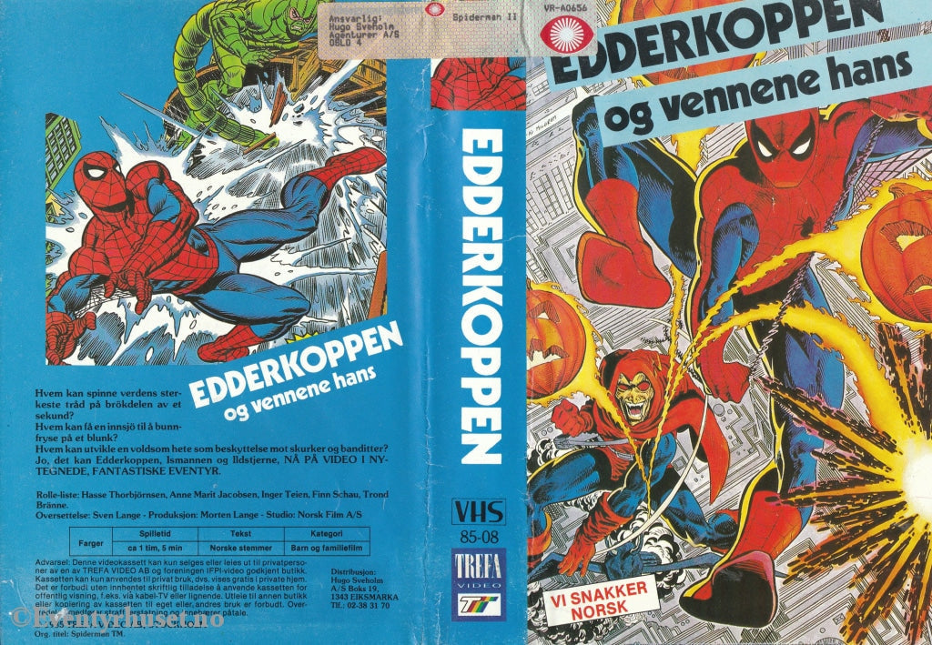 Download / Stream: Edderkoppen Og Vennene Hans. 1985. Vhs Big Box. Norwegian Dubbing.