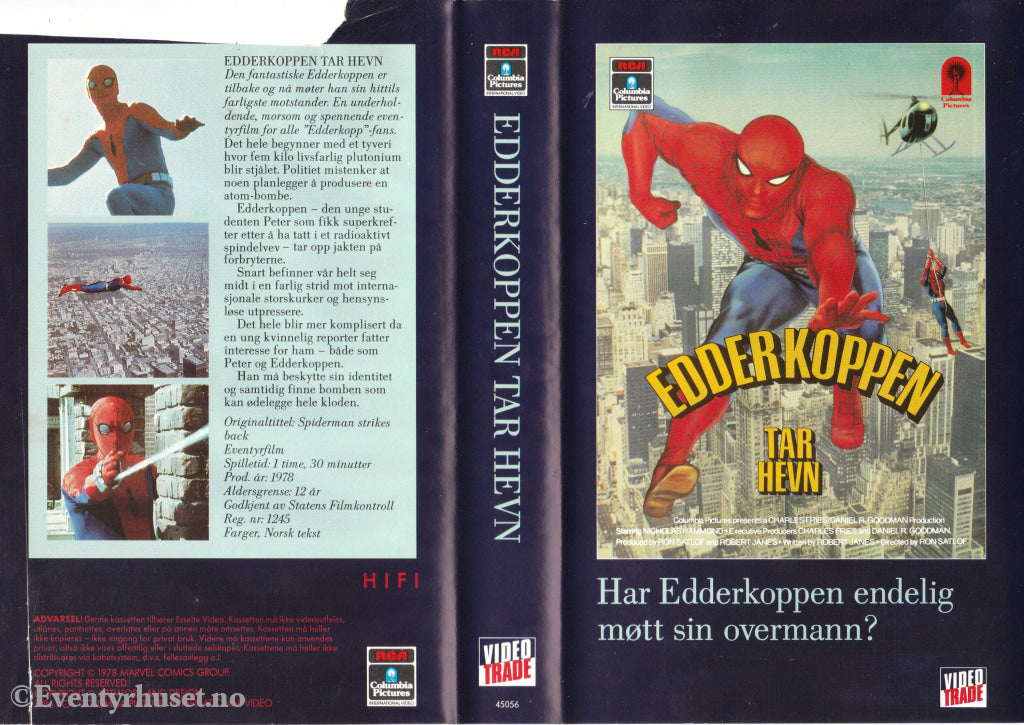 Download / Stream: Edderkoppen Tar Hevn. 1978. Vhs Big Box. Norwegian Subtitles.