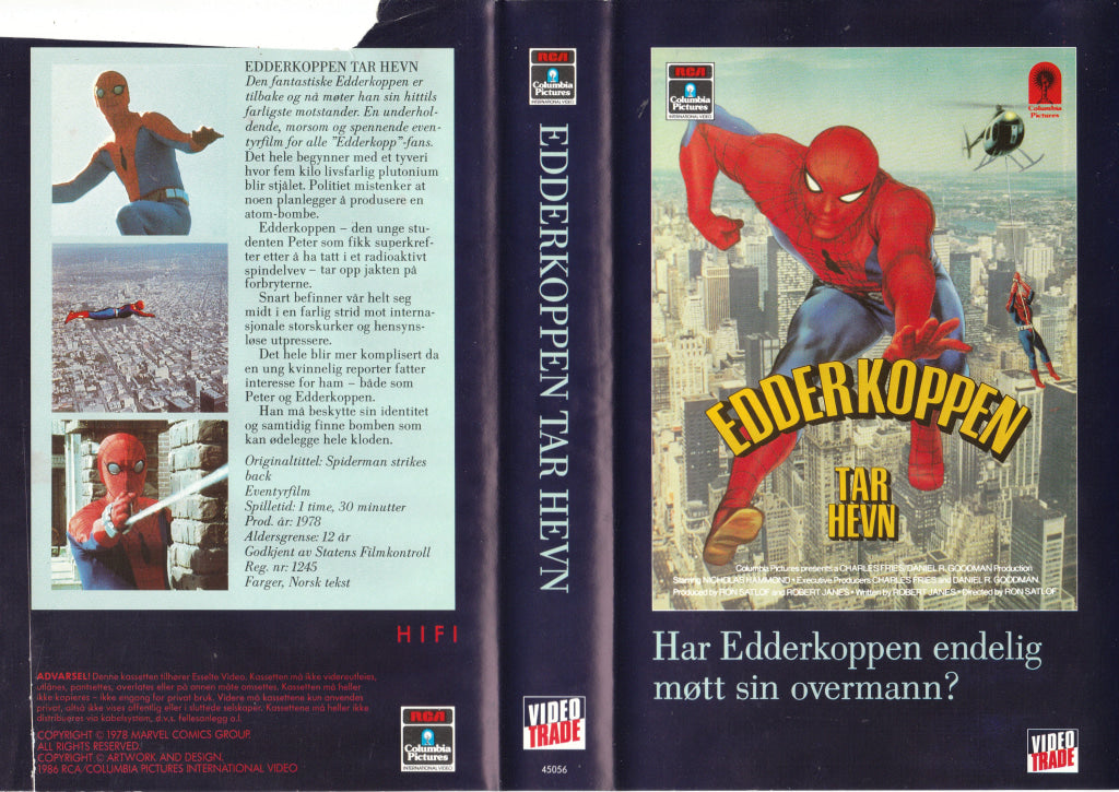 Download / Stream: Edderkoppen Tar Hevn. 1978. Vhs Big Box. Norwegian Subtitles.