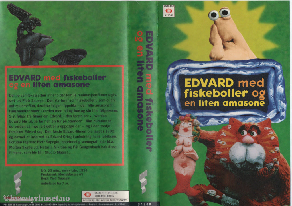 Download / Stream: Edvard med fiskeboller og en liten amasone. 1994. VHS Big Box. Norwegian dubbing. VHS