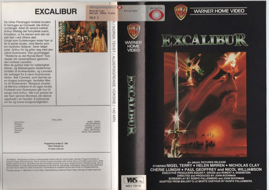 Download / Stream: Excalibur. 1981. VHS Big Box. Norwegian subtitles. VHS