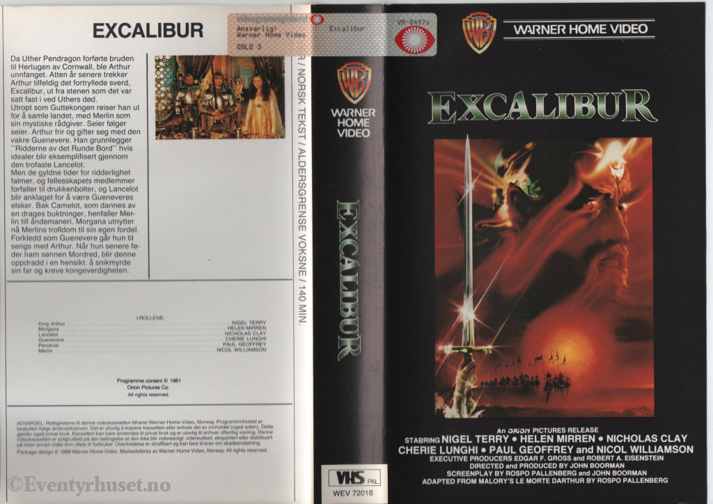 Download / Stream: Excalibur. 1981. VHS Big Box. Norwegian subtitles. VHS