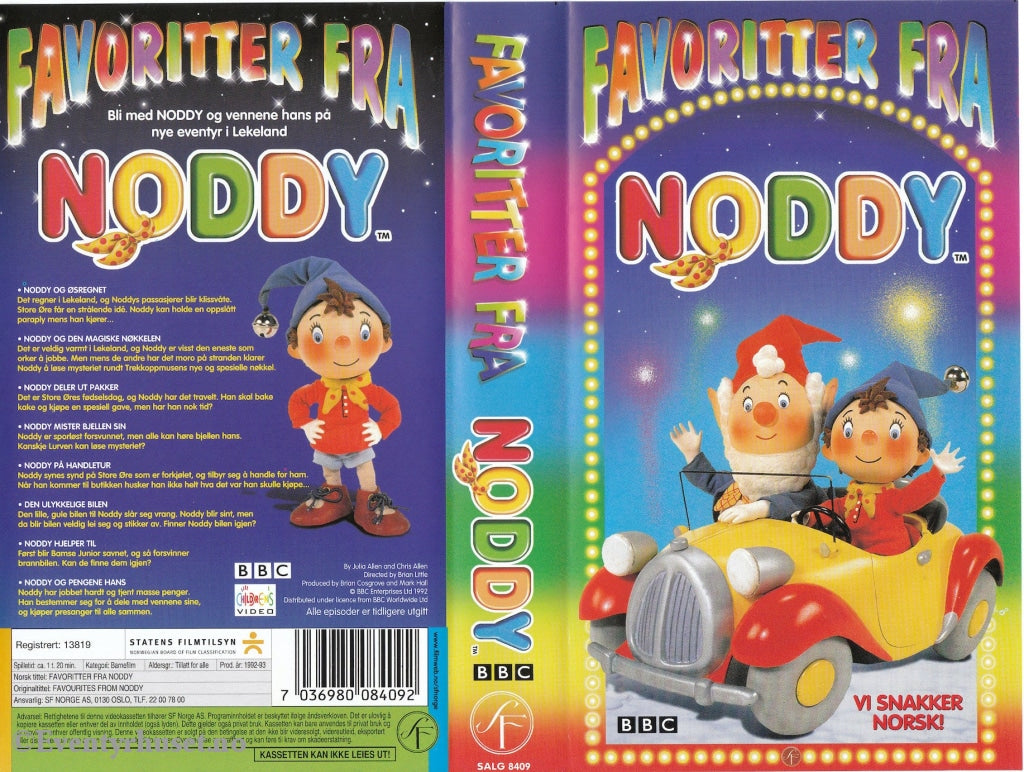 Download / Stream: Favoritter Fra Noddy. 1992-93. Vhs. Norwegian Dubbing. Vhs