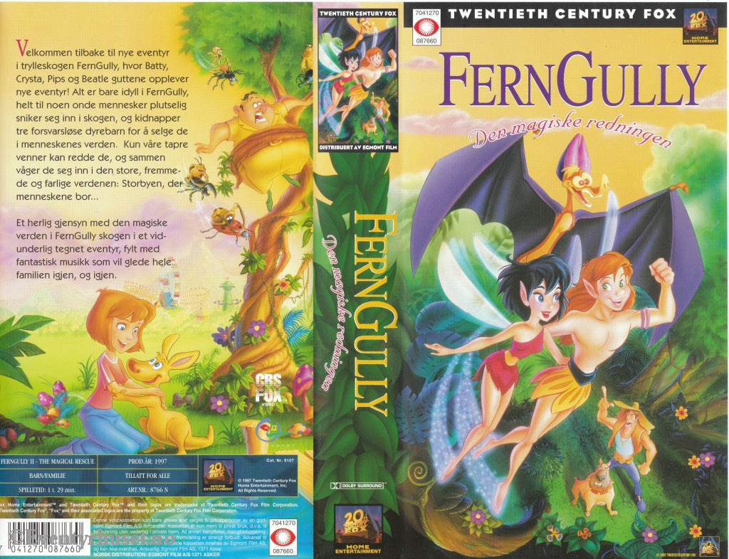 Download / Stream: Ferngully. Vol. 2. Den Magiske Redningen. 1997. Vhs. Norwegian Dubbing. Vhs