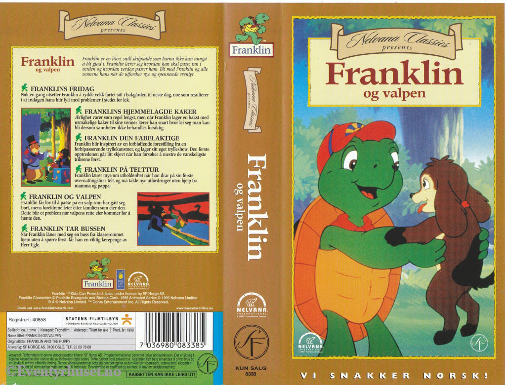 Download / Stream: Franklin Og Valpen. Vhs. Norwegian Dubbing. Vhs