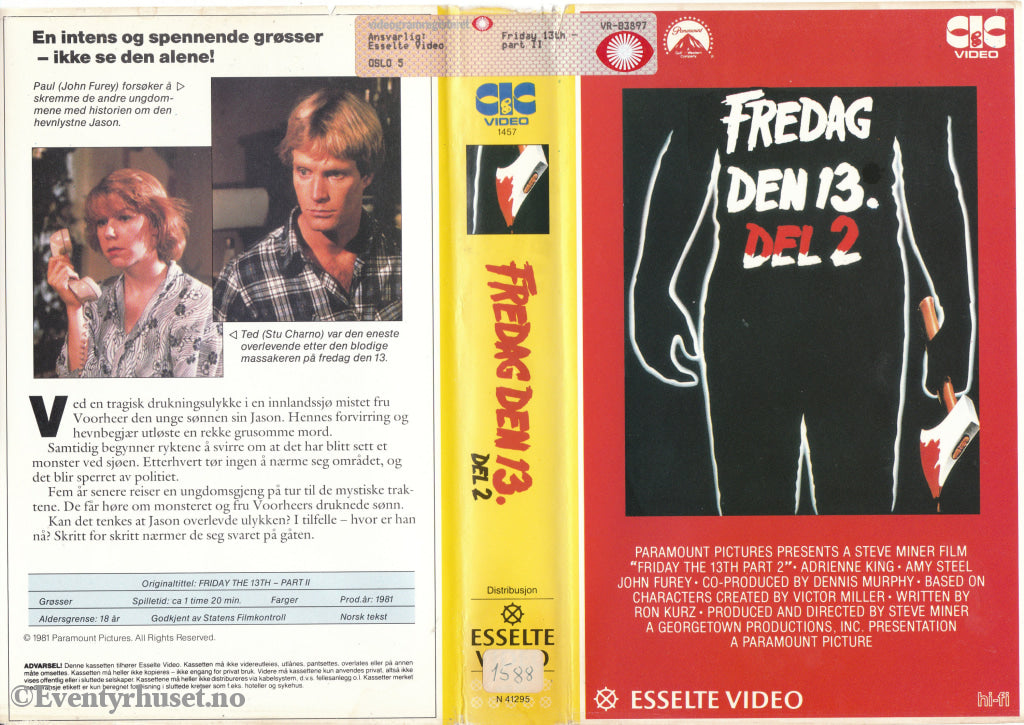 Download / Stream: Fredag Den 13. Del 2. 1981. Vhs Big Box. Norwegian Subtitles.