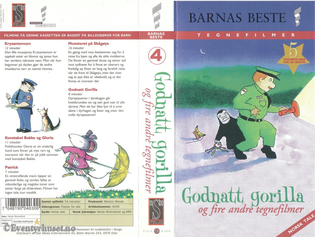 Download / Stream: Godnatt Gorilla Og Fire Andre Tegnefilmer. Vhs. Norwegian Dubbing. Vhs