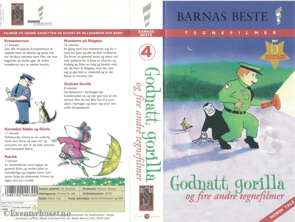 Download / Stream: Godnatt Gorilla Og Fire Andre Tegnefilmer. Vhs. Norwegian Dubbing. Vhs