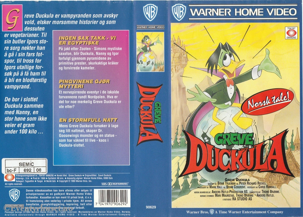 Download / Stream: Greve Duckula. 1993. Vhs. Norwegian Dubbing. Vhs