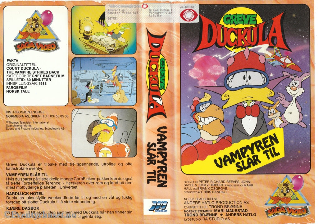 Download / Stream: Greve Duckula - Vampyren Slår Til (Count Duckula). 1988. Vhs Big Box. Norwegian