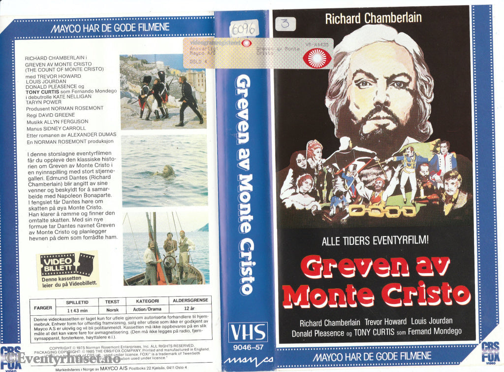 Download / Stream: Greven Av Monte Cristo. 1975. Vhs Big Box. Norwegian Subtitles.