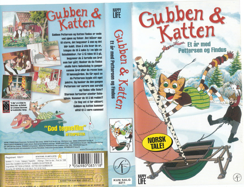 Download / Stream: Gubben & Katten. Et År Med Pettersen Og Findus. 1999. Vhs. Norwegian Dubbing. Vhs