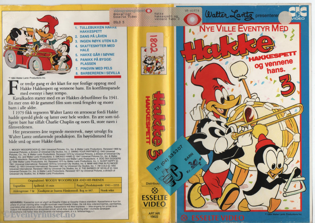 Download / Stream: Hakke Hakkespett. Vol. 3. 1941-55. VHS Big Box. Norwegian subtitles. VHS