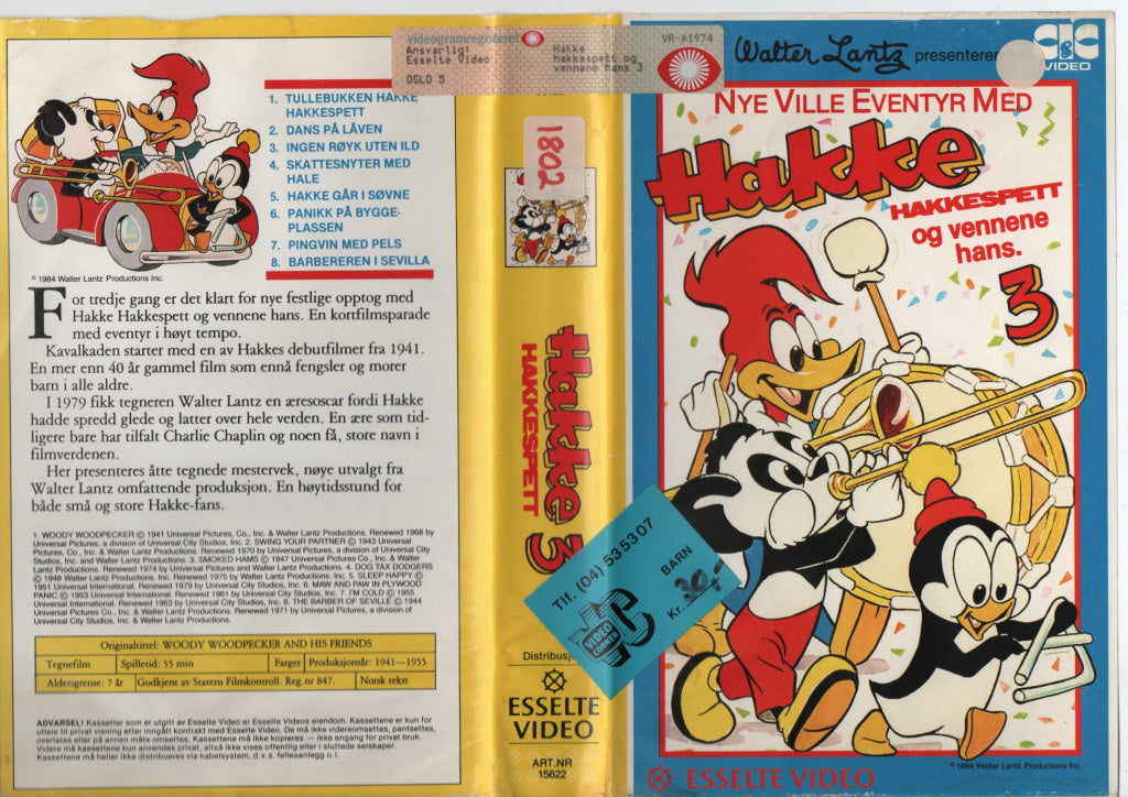 Download / Stream: Hakke Hakkespett. Vol. 3. 1941-55. VHS Big Box. Norwegian subtitles. VHS