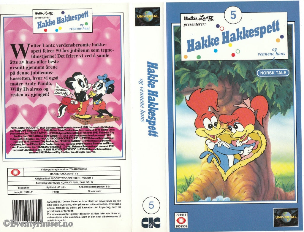 Download / Stream: Hakke Hakkespett Vol. 5. 1942-61. Vhs. Norwegian Dubbing. Vhs