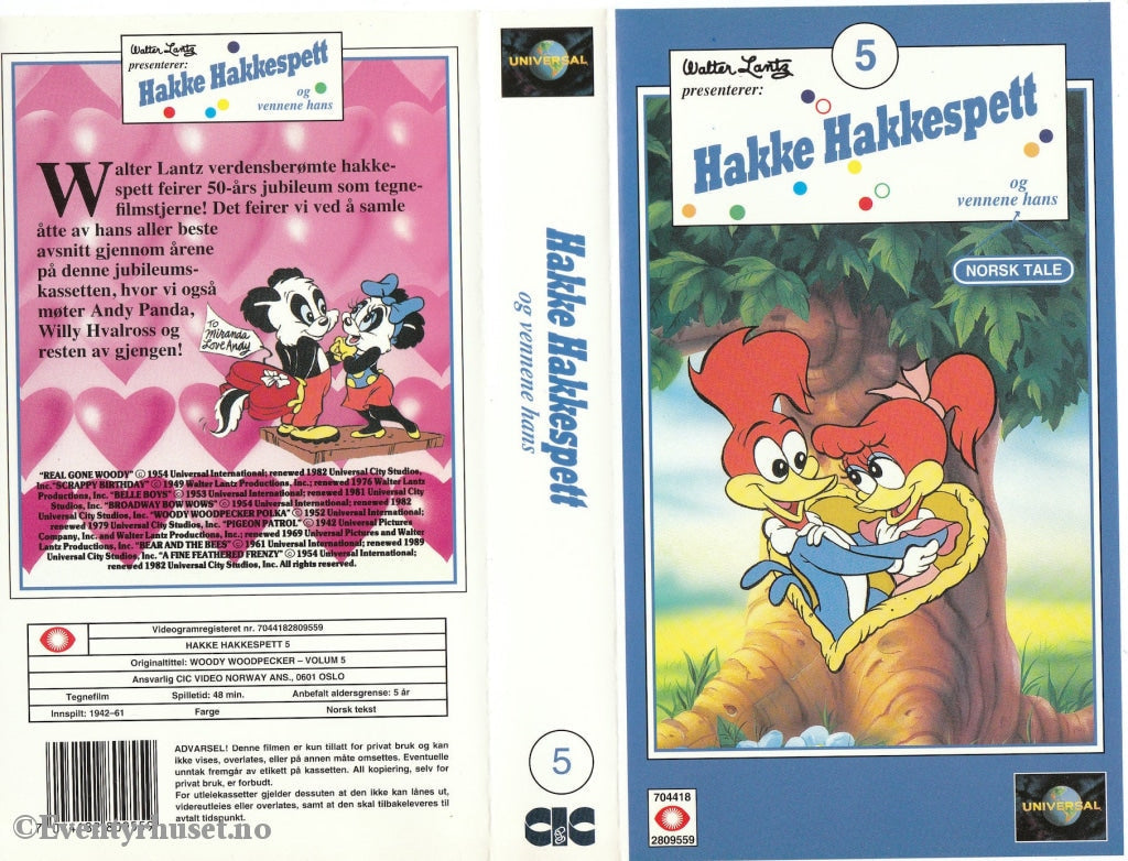 Download / Stream: Hakke Hakkespett Vol. 5. 1942-61. Vhs. Norwegian Dubbing. Vhs