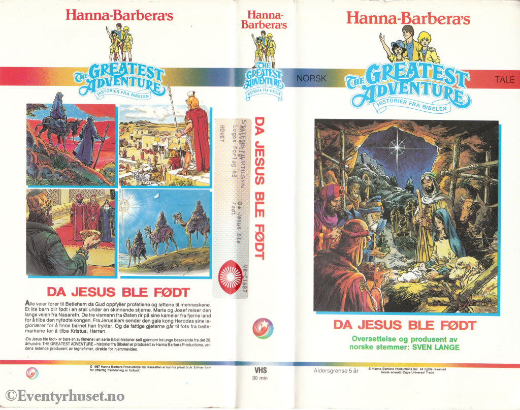 Download / Stream: Hanna Barbera Historier fra Bibelen. Da Jesus ble født. 1987. VHS SB. Norwegian dubbing. VHS