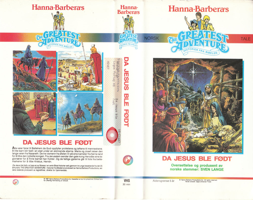 Download / Stream: Hanna Barbera Historier fra Bibelen. Da Jesus ble født. 1987. VHS SB. Norwegian dubbing. VHS