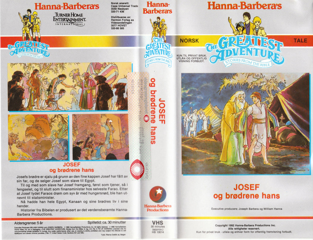 Download / Stream: Hanna Barbera Historier fra Bibelen. Josef og brødrene hans. 1992. VHS SB. Norwegian dubbing. VHS