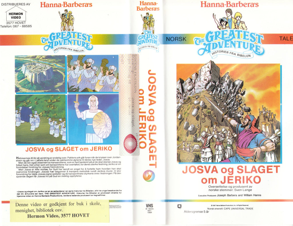 Download / Stream: Hanna Barbera Historier fra Bibelen. Josva og slaget om Jeriko. 1987. VHS SB. Norwegian dubbing. VHS