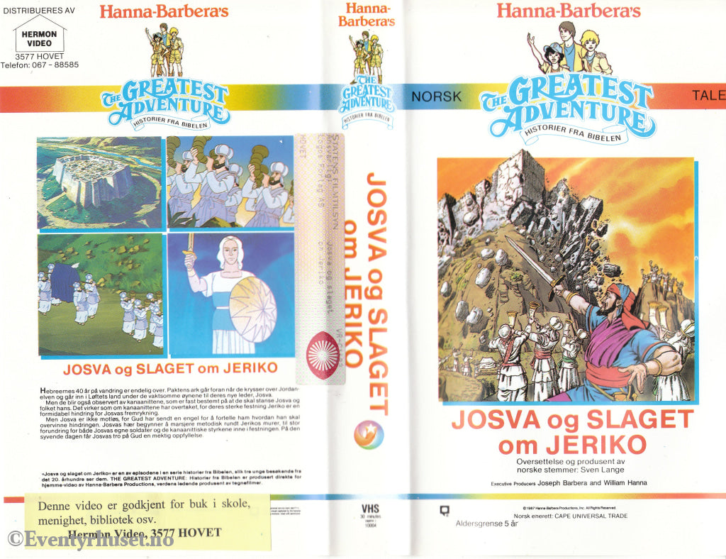 Download / Stream: Hanna Barbera Historier fra Bibelen. Josva og slaget om Jeriko. 1987. VHS SB. Norwegian dubbing. VHS