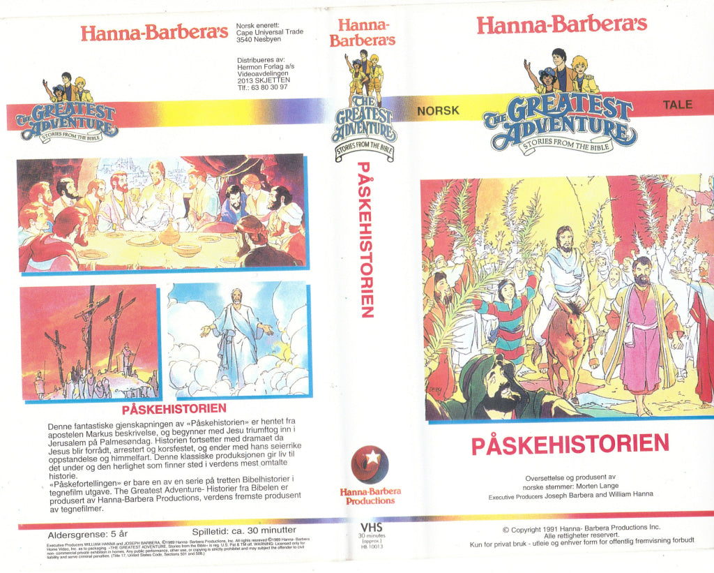 Download / Stream: Hanna Barbera Historier fra Bibelen. Påskehistorien. 1991. VHS SB. Norwegian dubbing. VHS