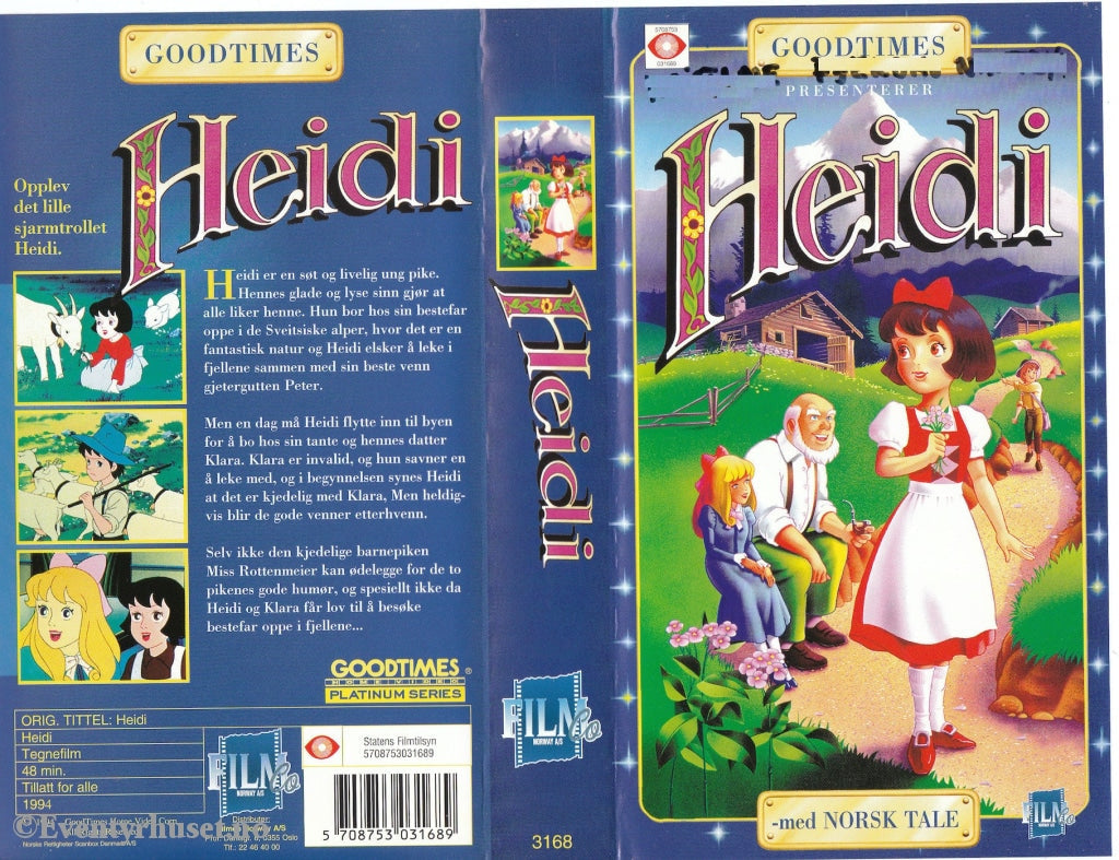 Download / Stream: Heidi (Goodtimes Presenterer). 1994. Vhs. Norwegian Dubbing. Vhs