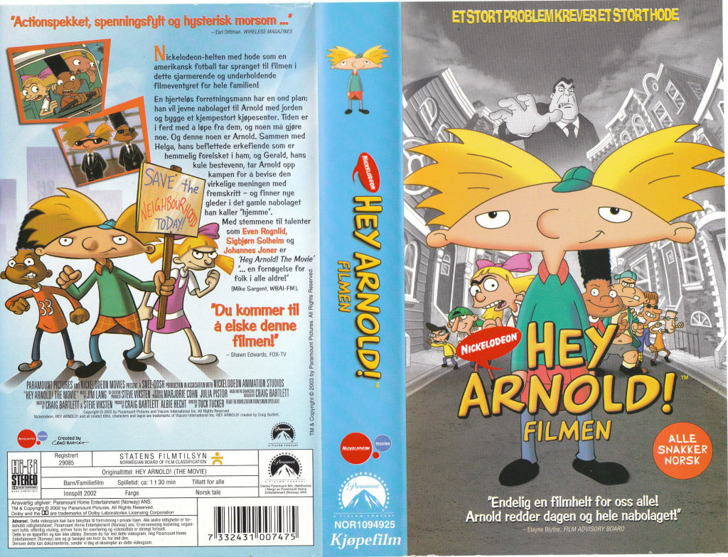 Download / Stream: Hey Arnold! Filmen. 2002. VHS SB. Norwegian dubbing. VHS