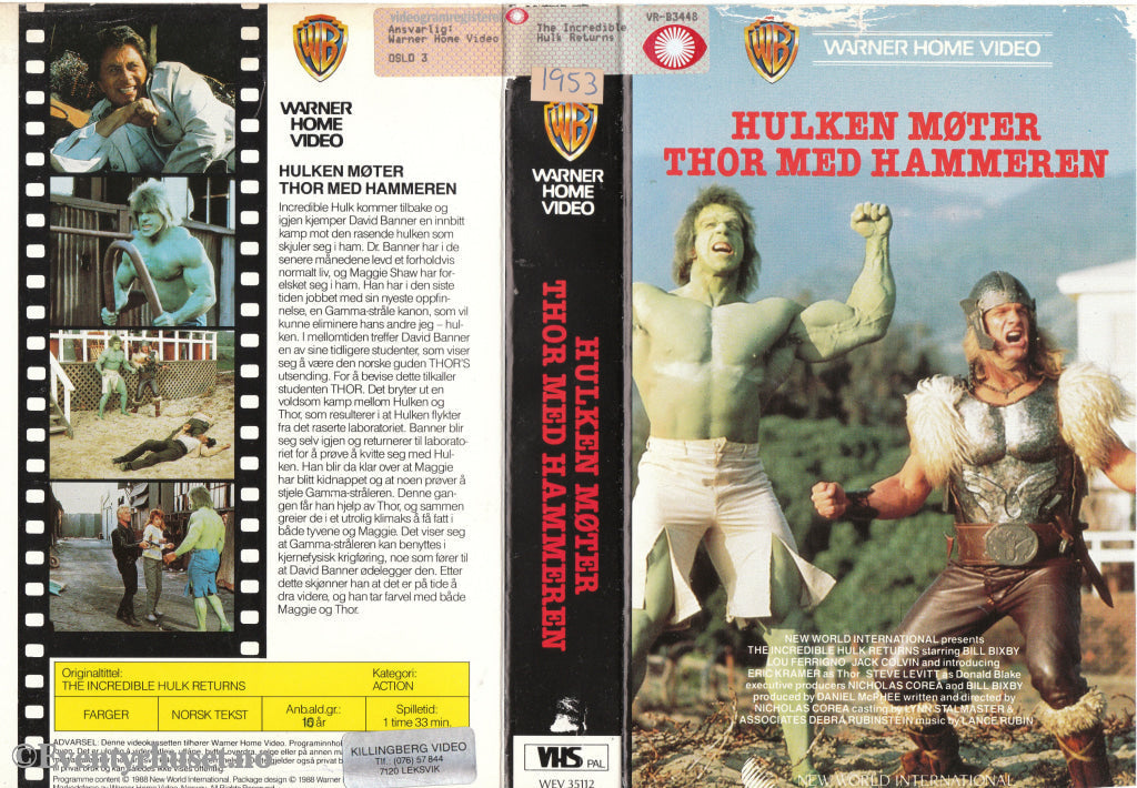 Download / Stream: Hulken Møter Thor Med Hammeren. 1988. Vhs Big Box. Norwegian Subtitles.