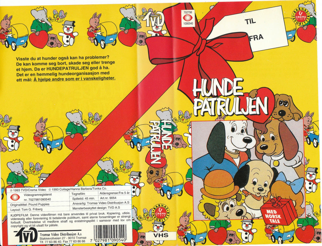 Download / Stream: Hundepatruljen. 1993. Vhs. Norwegian Dubbing. Vhs