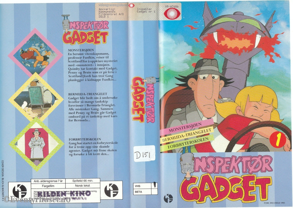 Download / Stream: Inspektør Gadget (Inspector Gadget). Vol. 1. Vhs Big Box. Norwegian Dubbing.