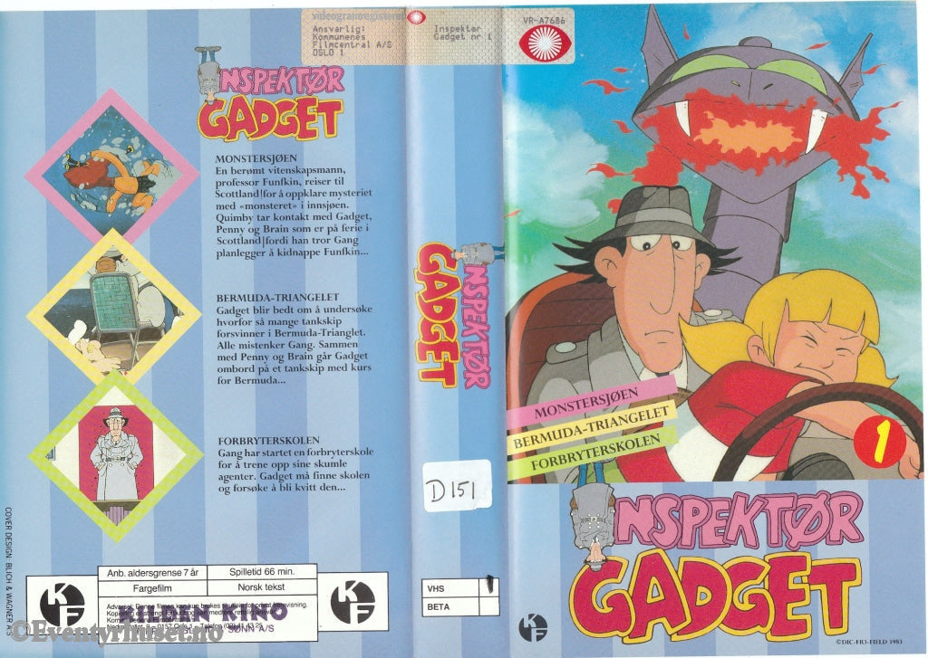 Download / Stream: Inspektør Gadget (Inspector Gadget). Vol. 1. Vhs Big Box. Norwegian Dubbing.