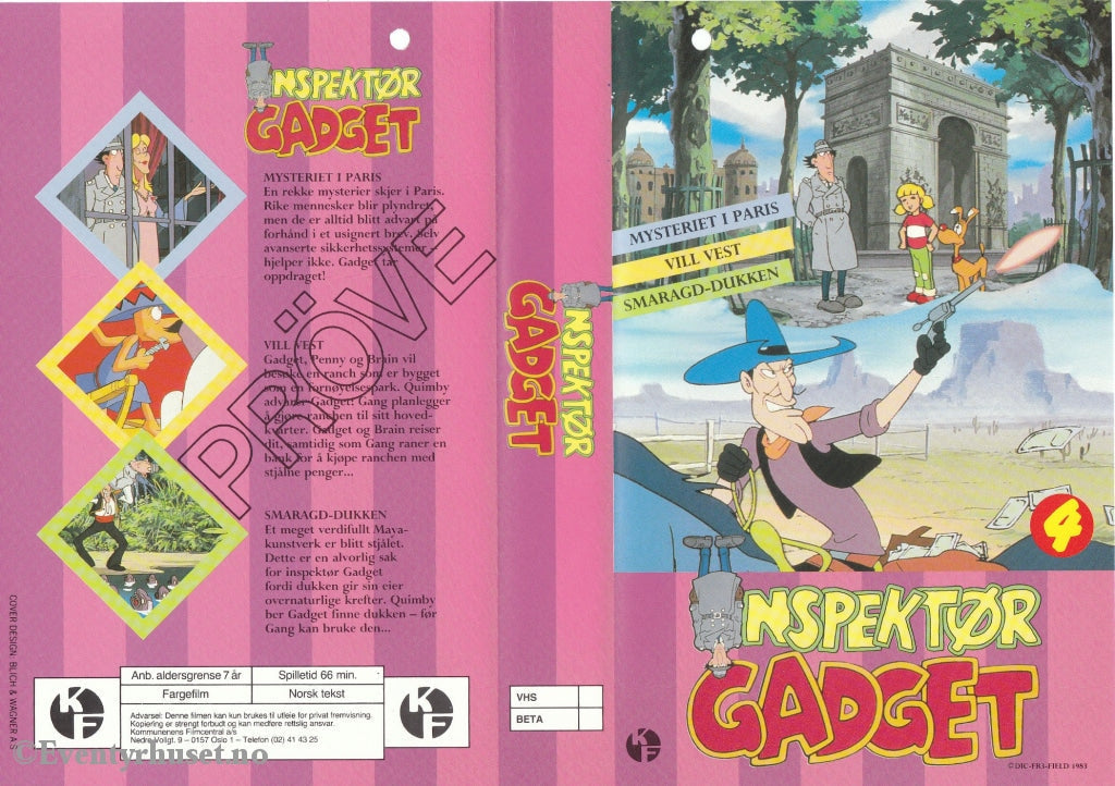 Download / Stream: Inspektør Gadget (Inspector Gadget). Vol. 4. Vhs Big Box. Norwegian Subtitles.