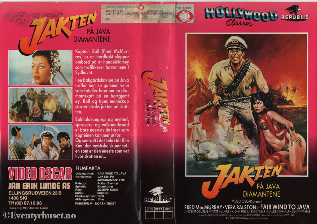 Download / Stream: Jakten på javadiamantene. 1953. VHS Big Box. Norwegian subtitles. VHS