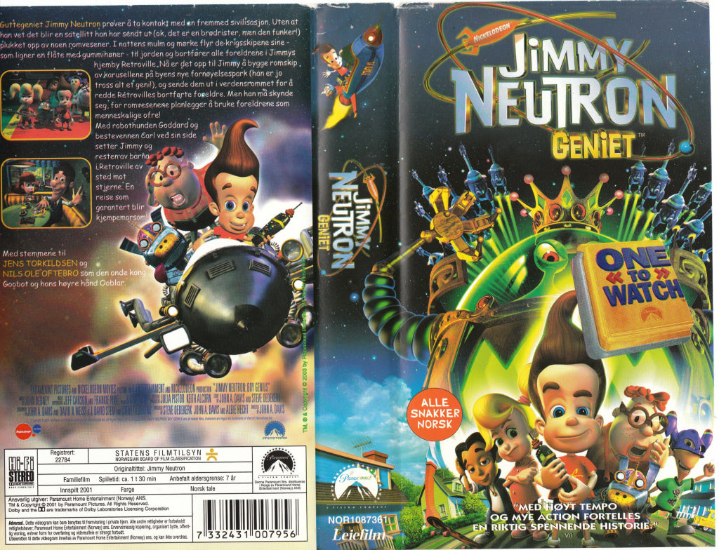 Download / Stream: Jimmy Neutron - Geniet. 2001. VHS SB. Norwegian dubbing. VHS