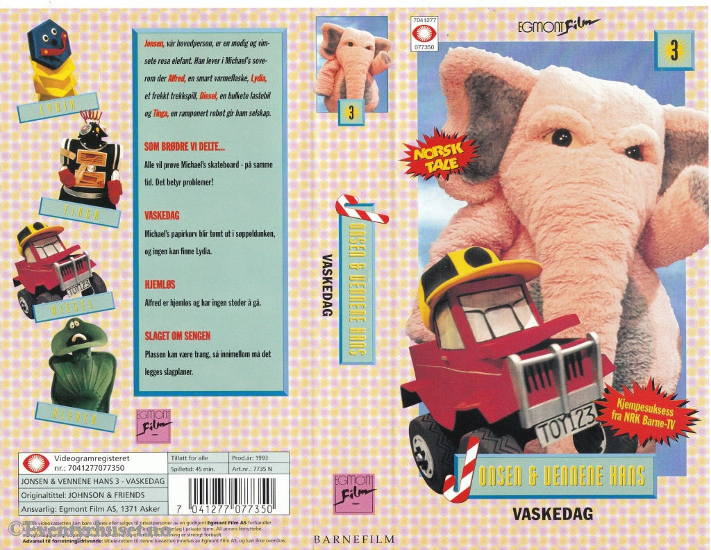 Download / Stream: Jonsen Og Vennene Hans. Vol. 3. Vaskedag (Johnson & Friends). 1993. Vhs.