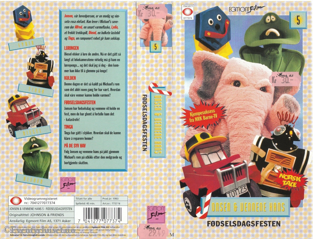 Download / Stream: Jonsen Og Vennene Hans. Vol. 5. Fødselsdagsfesten (Johnson & Friends). 1993. Vhs.