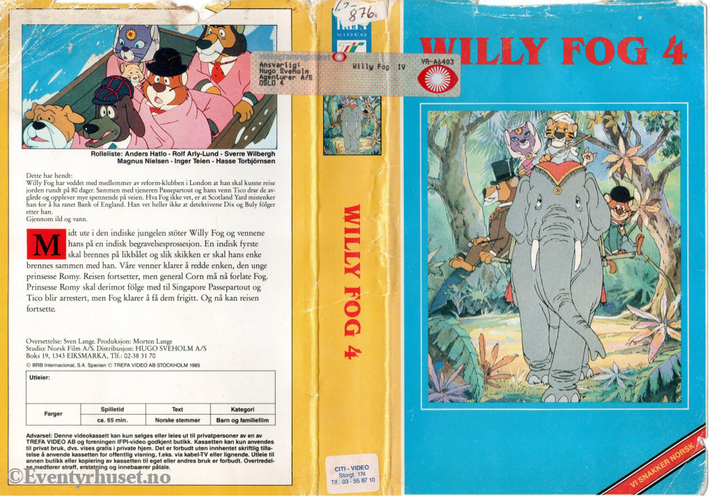 Download / Stream: Jorden rundt med Willy Fog. Vol. 4. VHS Big Box. Norwegian dubbing. VHS