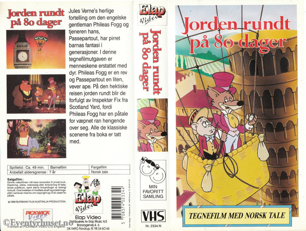Download / Stream: Jorden Rundt På 80 Dager. 1988/90. Vhs. Norwegian Dubbing. Vhs
