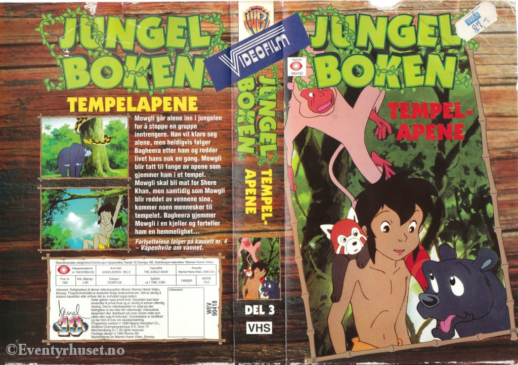 Download / Stream: Jungelboken. Vol. 3. Tempelapene. 1989 (The Jungle Book). Vhs Big Box. Norwegian