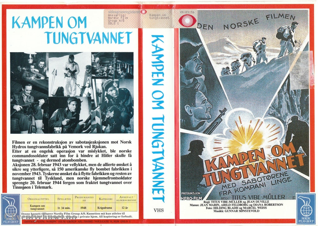 Download / Stream: Kampen Om Tungtvannet. 1948. Vhs Big Box. Norwegian.