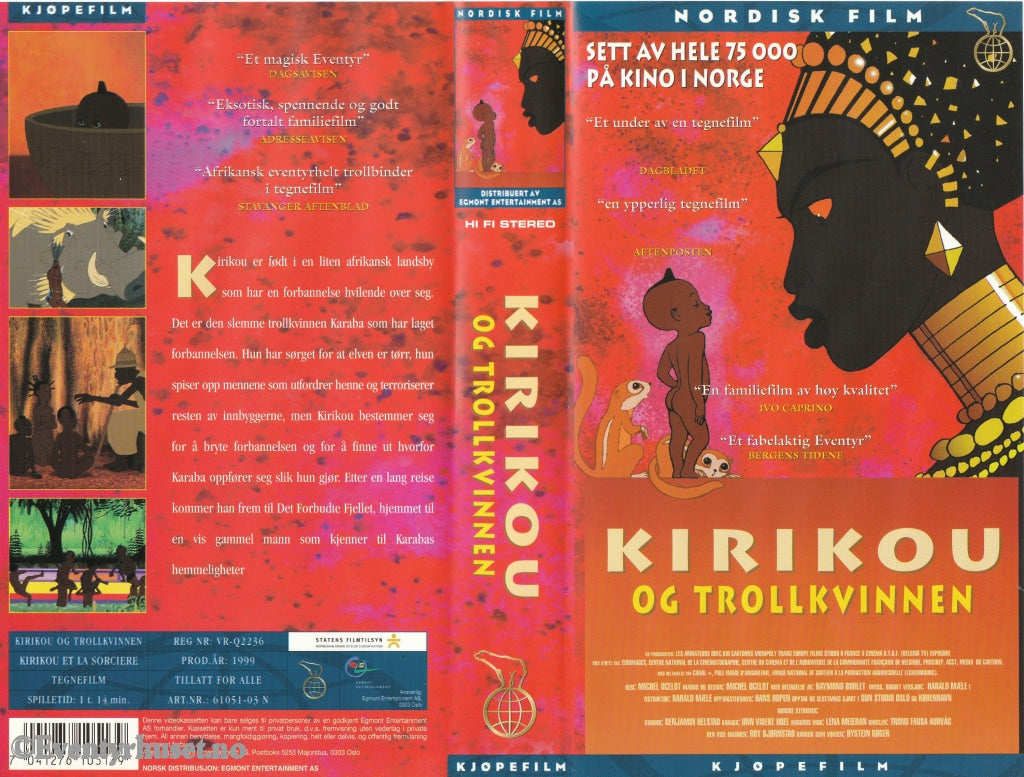 Download / Stream: Kirikou Og Trollkvinnen. 1999. Vhs. Norwegian Dubbing. Vhs