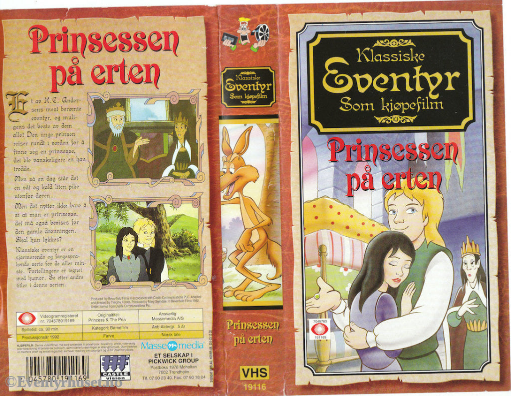 Download / Stream: Klassiske Eventyr Som Kjøpefilm: Prinsessen På Erten. Vhs. Norwegian Dubbing. Vhs