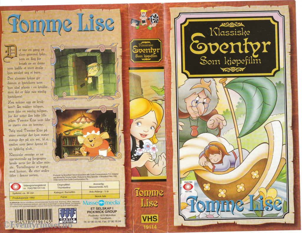 Download / Stream: Klassiske Eventyr Som Kjøpefilm: Tommelise. Vhs. Norwegian Dubbing. Vhs