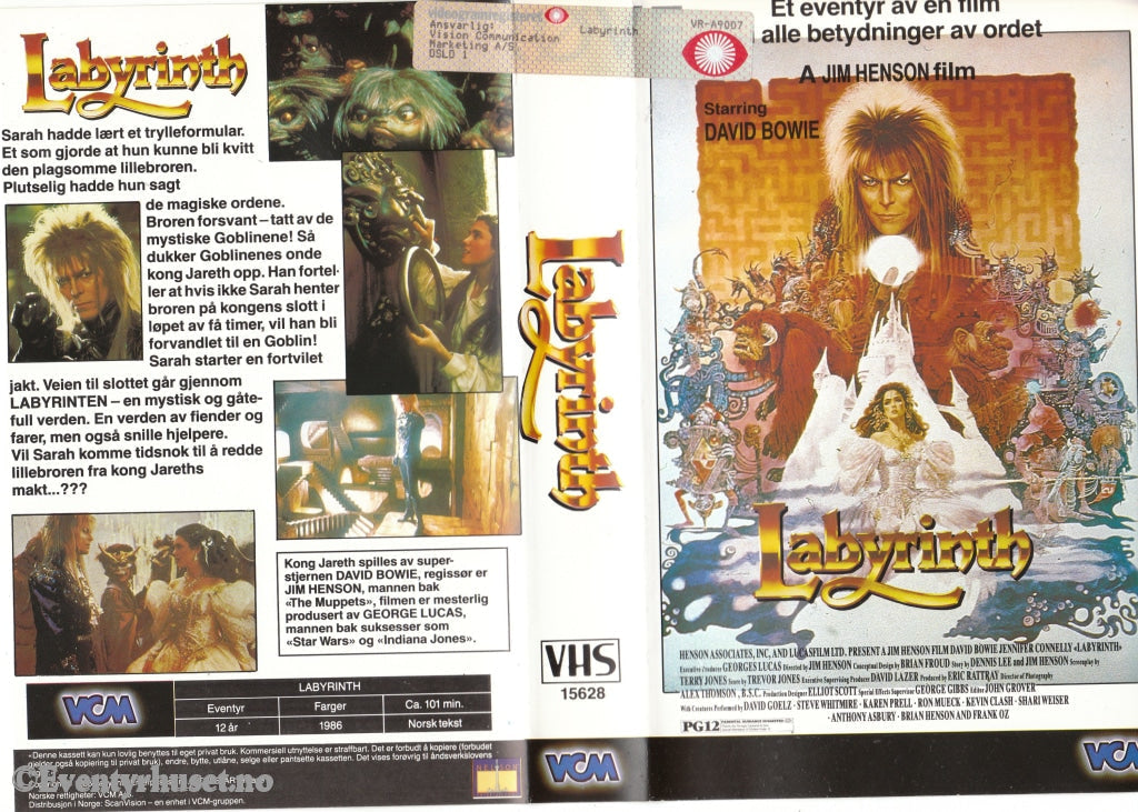 Download / Stream: Labyrinth. 1986. Vhs Big Box. Norwegian Subtitles.